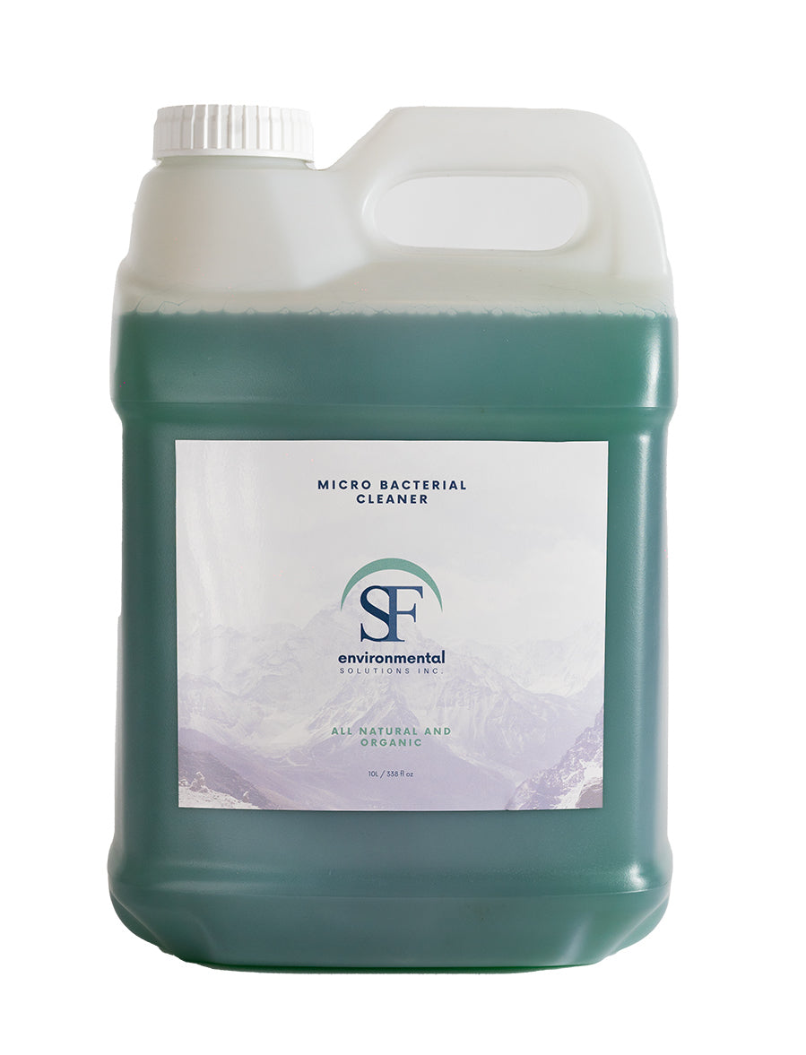 Front label of micro bacterial cleaner for urinals, drains, floors, toilets